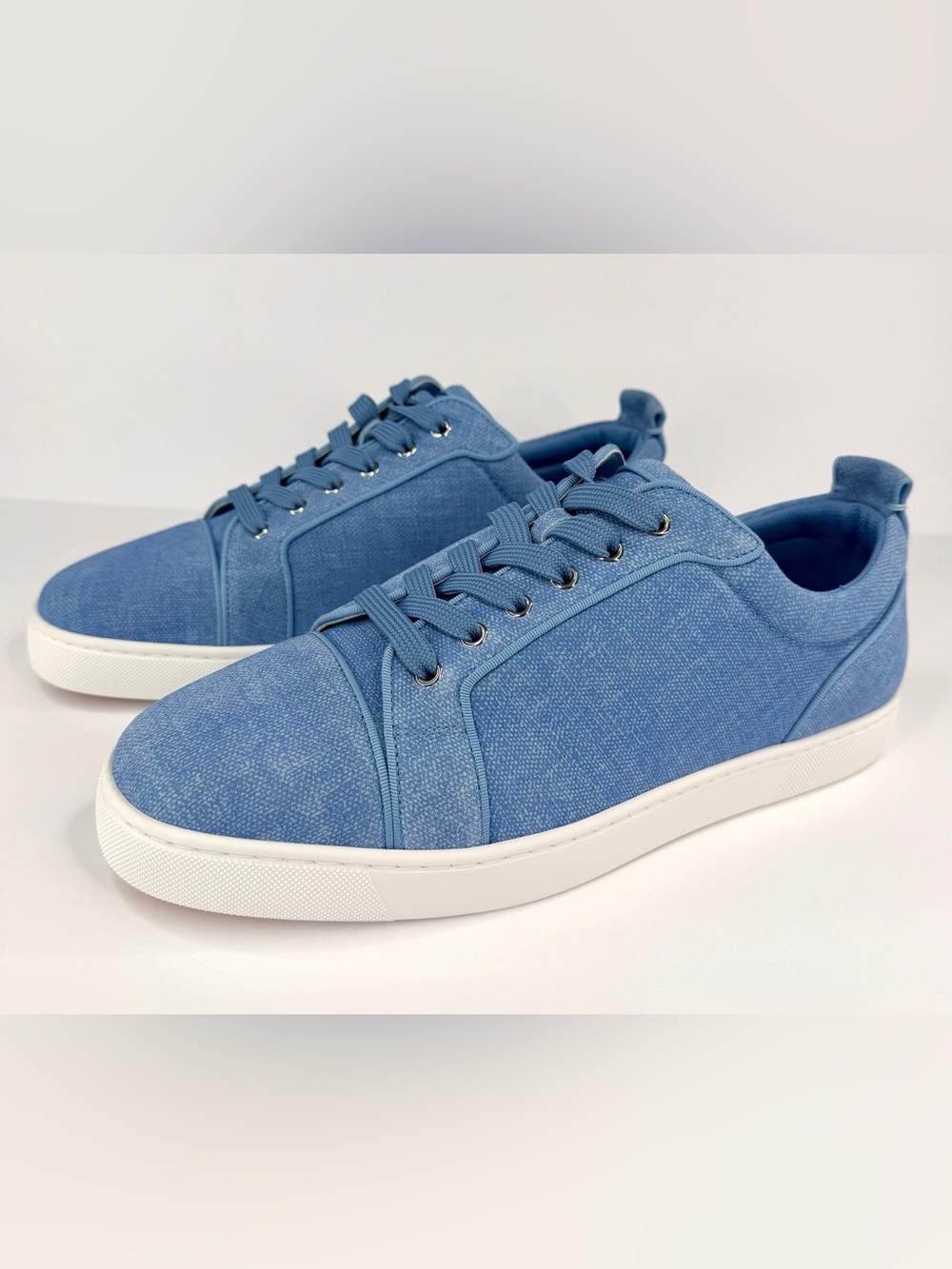 CHRISTIAN LOUBOUTIN Louis Junior Flat Blue Suede Sneakers EU 45.5 - US 12.5